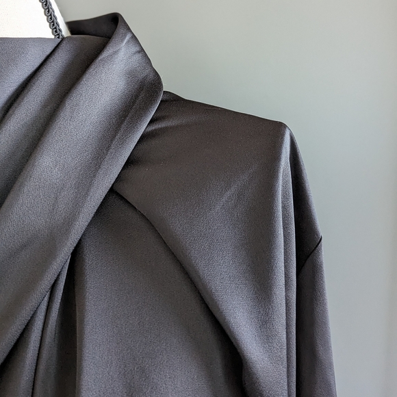 Draped Satin Blouse in Black - Picture 6 of 13